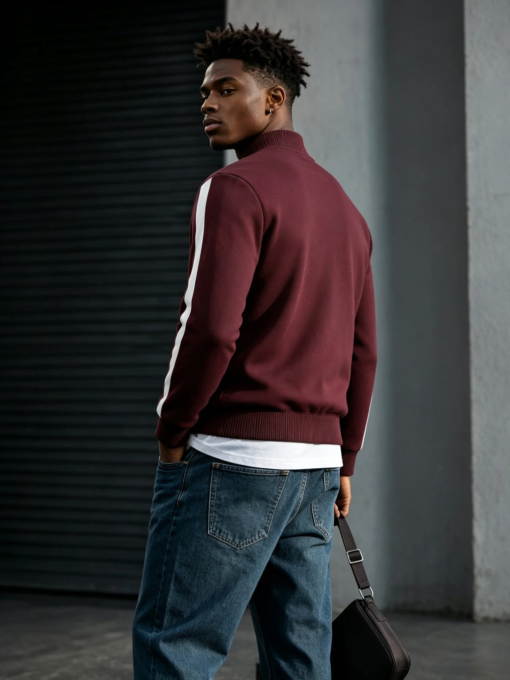 Men's pilot jacket with zipper pocket, casual baseball collar, outdoor sports pilot jacket