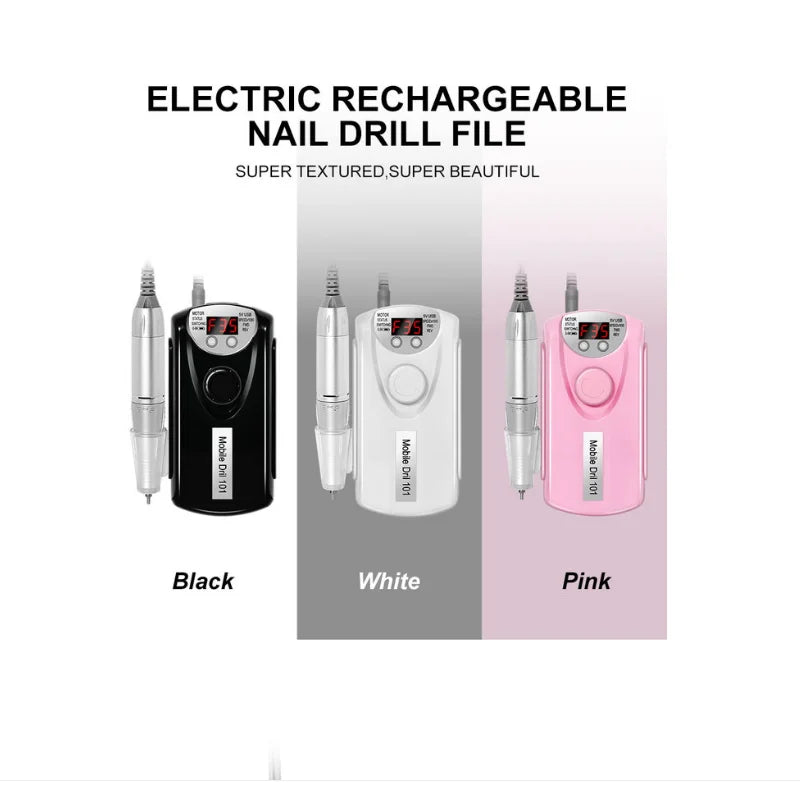 Electric Nail Drill Machine Professional Nail Drills For Gel Nail Polish Rechargeable Portable Nail File, Manicure Tool 35000RPM