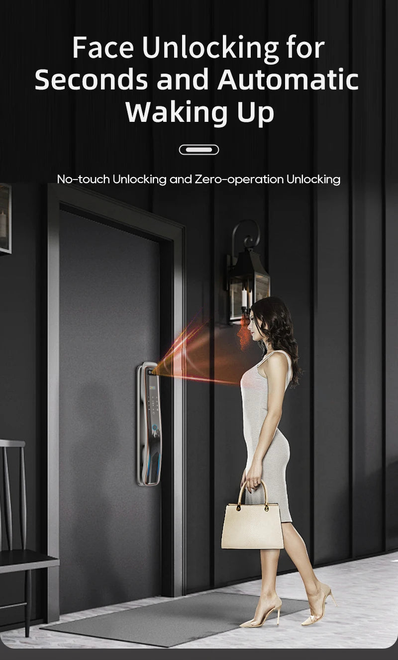 Wifi Tuya APP Password Door Lock Face Recognition Smart Lock With Camera  Digital Electronic Lock Automatic