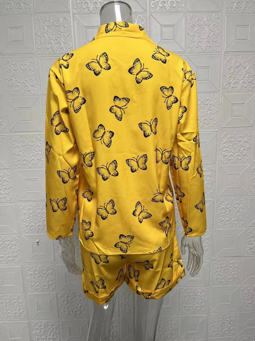 Summer Women's Letter Print Shirts Two Piece Sets Casual Turn-down Neck Long Sleeve Zipper Blouses Shorts Suits Loose Streetwear