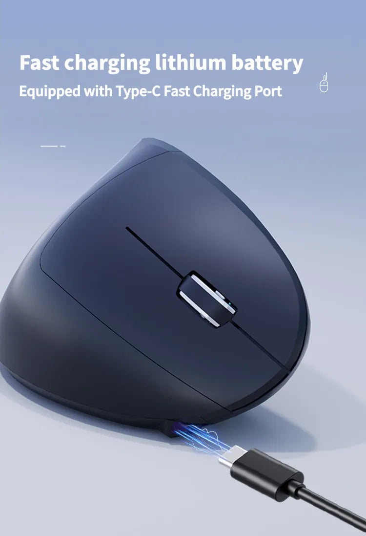 NexusClick Dual Mode Ergonomic Vertical Mouse,Rechargeable/AA Battery Powered,Adjustable DPI Mute Buttons RGB Mouse for Computer