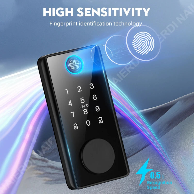 NAIERDI Smart Door Lock Tuya Fingerprint Keyless Entry Door Lock Anti-theft Security Digital Electronic Locks Door Hardware