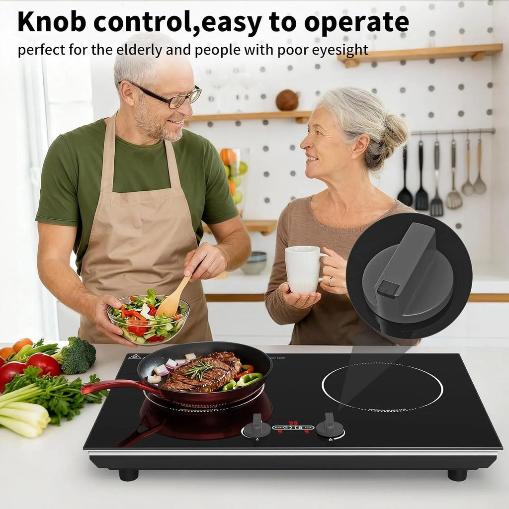 Electric Stove 2 Burner Induction Cooktop with 9 Power Levels Kids Lock Timer