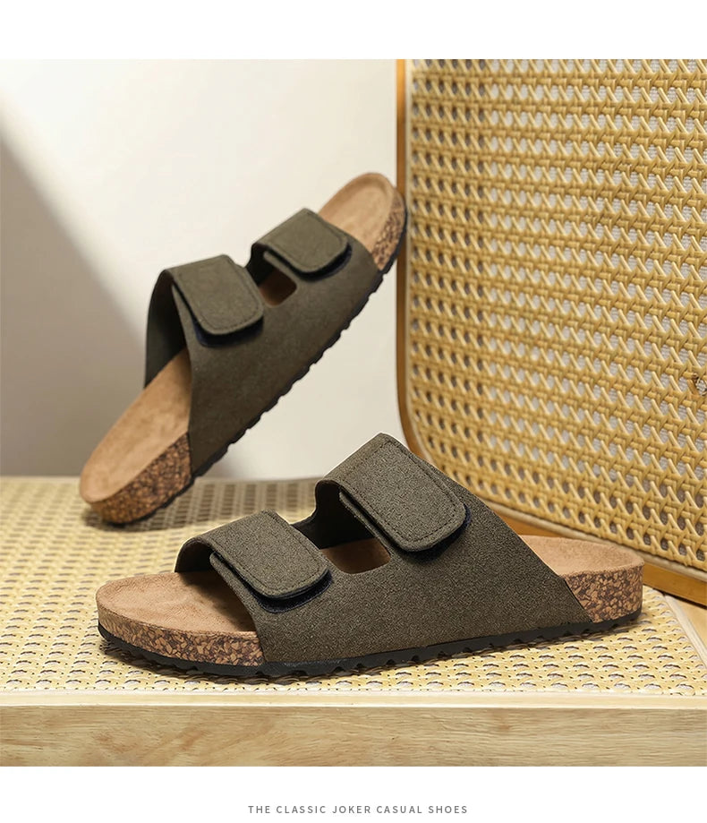 Men's one strap slip on casual slippers summer new breathable lightweight anti-slip comfort beach shoes outdoor walking slippers