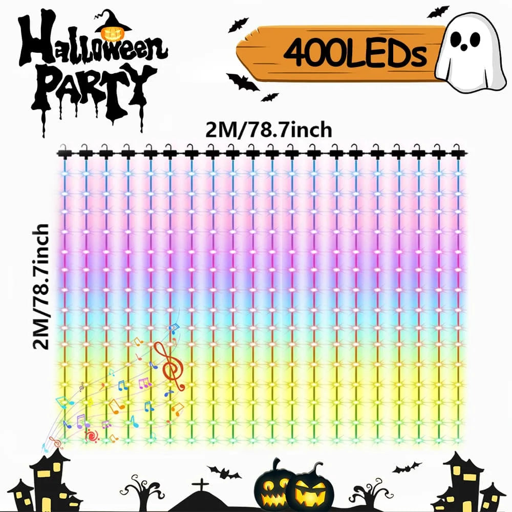 Smart LED Curtain Lights, 400 LEDs RGB+IC Color Changing Wall Lights, 9.84x9.84ft Indoor Dynamic DIY Pattern LED String Lights