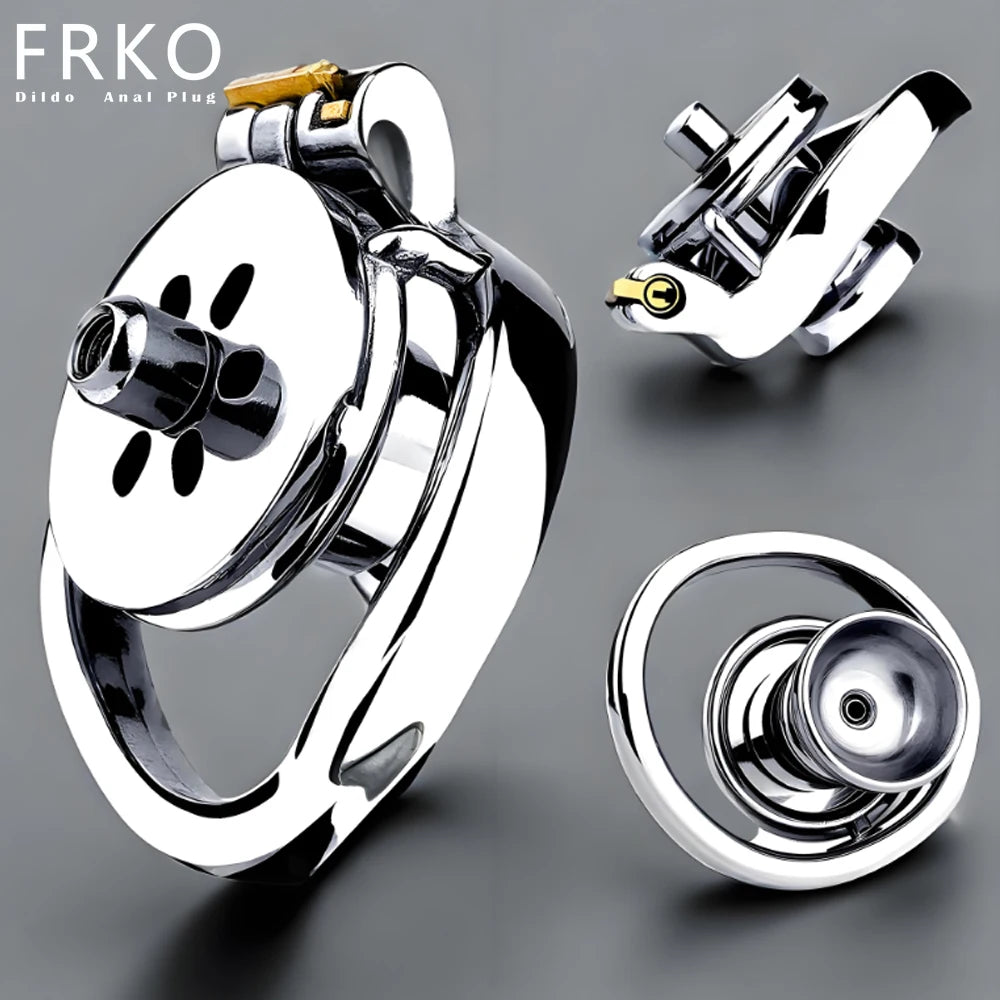 FRKO Male Inverted Chastity Cage with Big Urine Can Matched With P001 Dildo Lockcock BDSM Intimate Adult Products For Men Gay