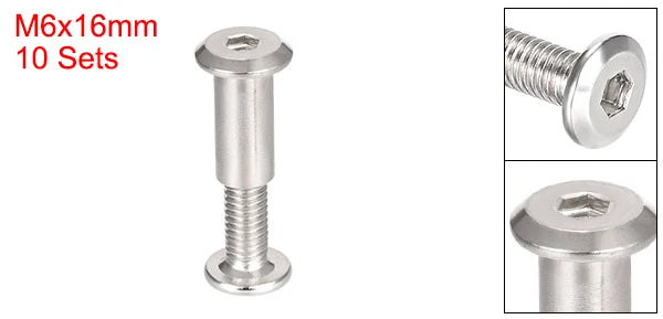 Uxcell 10 Sets M6 Screw Post Fit for 5/16"(8mm) Hole Dia 16mm-50mm Leather Fastener kitchen Furniture Cabinet Connectors Free