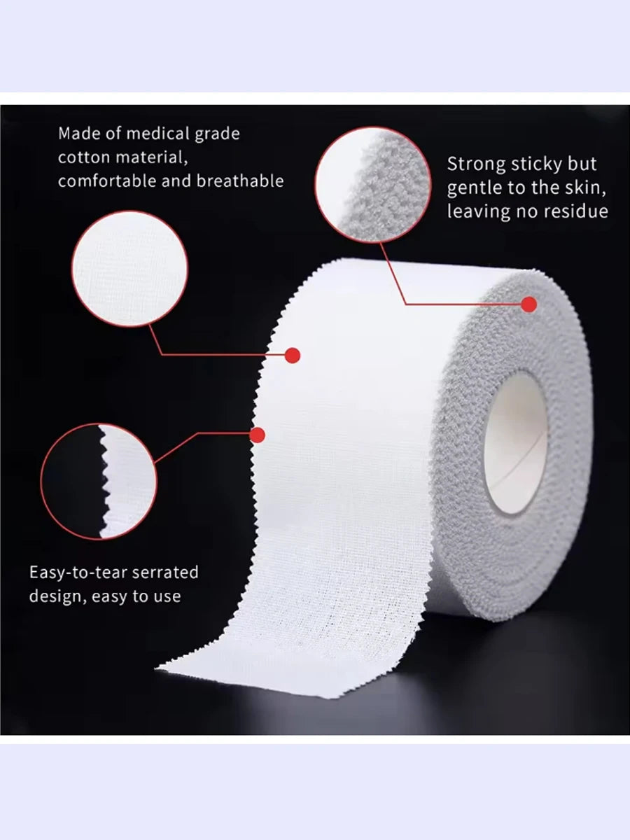 4 Rolls Athletic Tape Cotton Medical Sports Tape Latex Free Easy Tear No Scissors for Physical Therapy ﻿