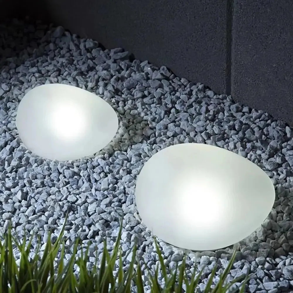 LED Solar Stone Light Solar Powered Decorative Frosted Glass Ground Lamp Waterproof Outdoor Waterproof Lantern Garden