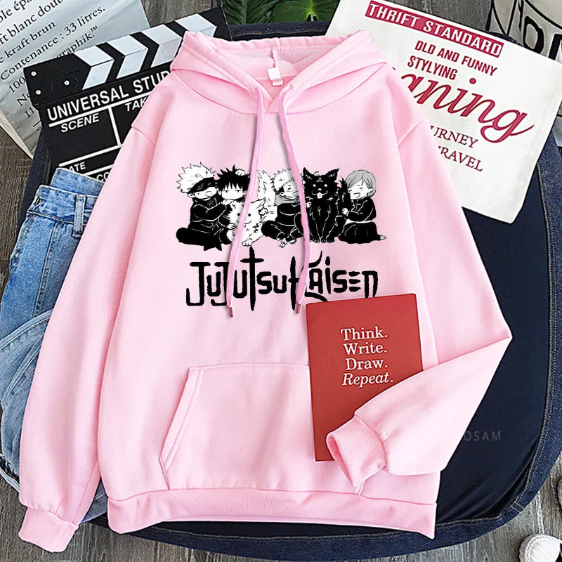 Jujutsu Kaisen Anime Hooded Itadori Yuji And Satoru Gojo Printed Men Women Patchwork Hoodies Manga Sweatshirt Harajuku Pullover