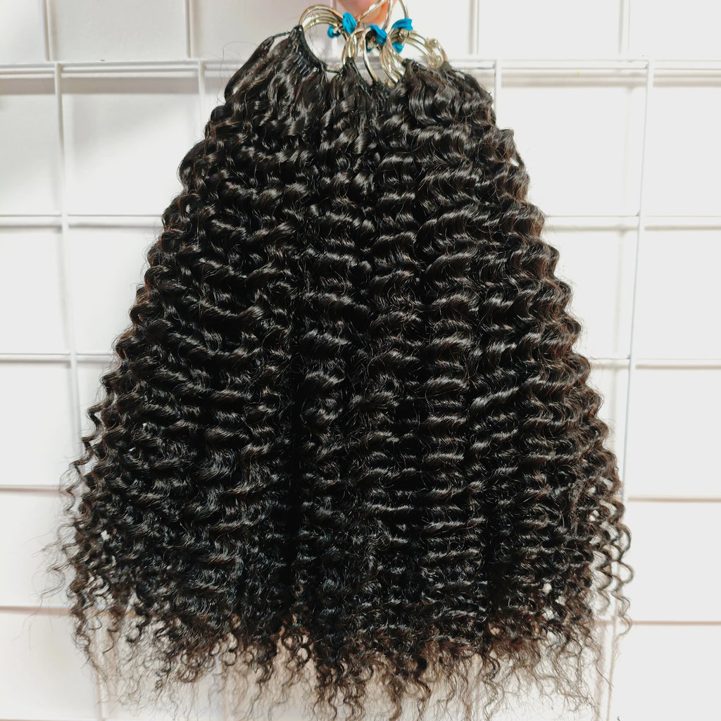Pre-Separated Feather Crochet Human Hair Bundles Jerry Kinky Curly Deep Wave Hair Miracle Knots Braiding hair for Women