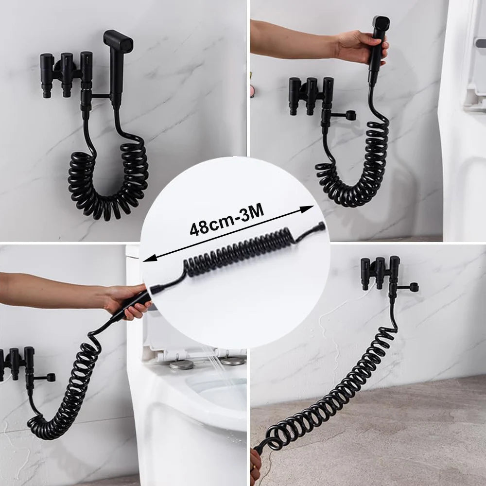 Toilet Bidet Spring Hose Flexible Shower Tube Anti-twist & Stretchable Water Plumbing Spiral Flexible Shower Hose 1.5/2/3/5M