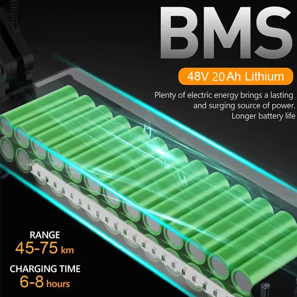 75km Long Range Electric Scooter 20Ah Battery 65km/h Top Speed Street Tires Adults Scooter Long battery life for commuting
