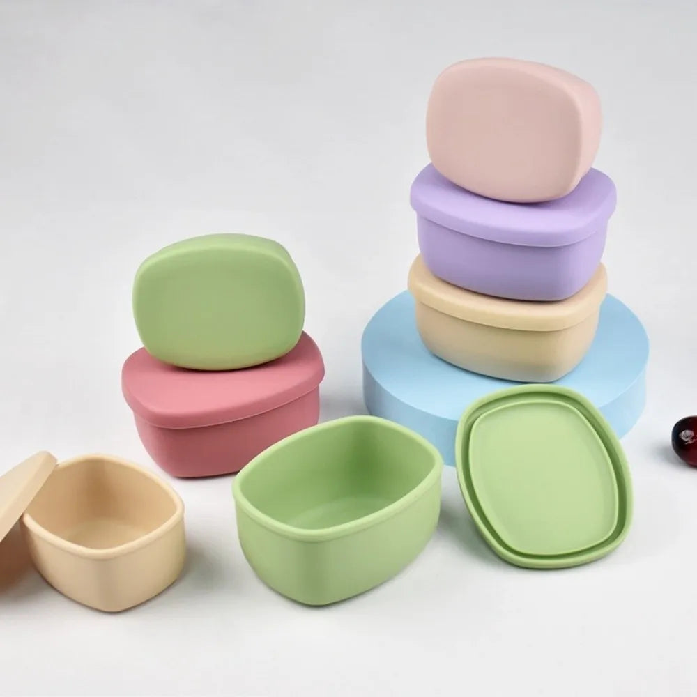 New Food Grade Silicone Lunch Box with Lid Leak Proof Food Container BPA-Free 200/300/600ML Microwave Oven Lunch Box Picnic