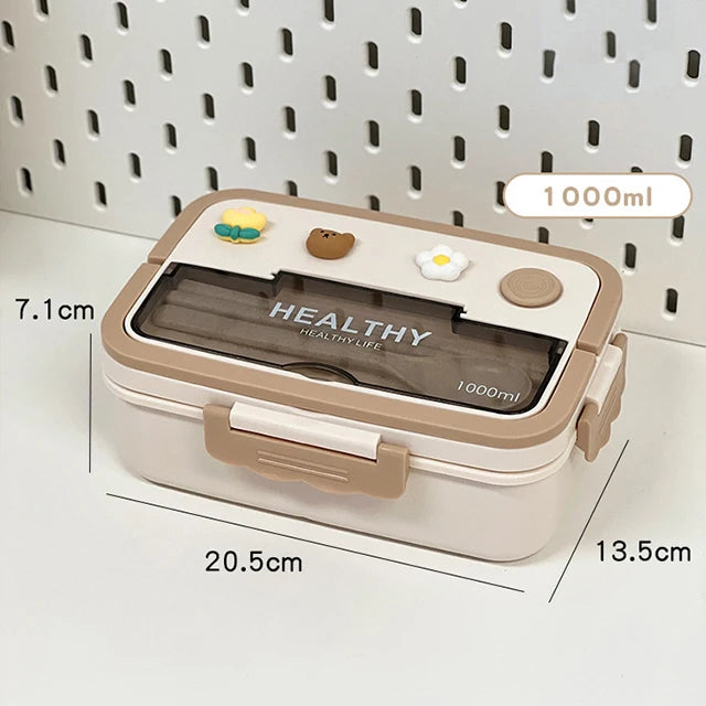 New Kawaii Lunch Box For Girls Portable School Kids Plastic Picnic Bento Box With Compartment Microwave Food Storage Containers