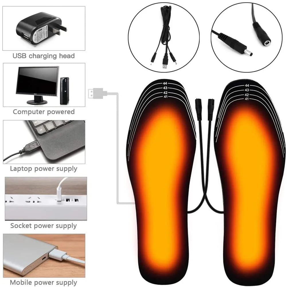 USB Rechargeable Heated Insoles (Size 35-45) | DIY Cuttable for Outdoor Skiing & Winter Warmth