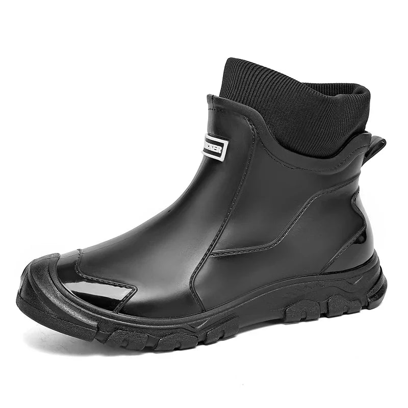 Men Women Winter Waterproof Rain Boots Fleece Warm Snow Sock Cuff Anti Slip Ankle Boots Outdoor Work Garden Shoes Size 36-46