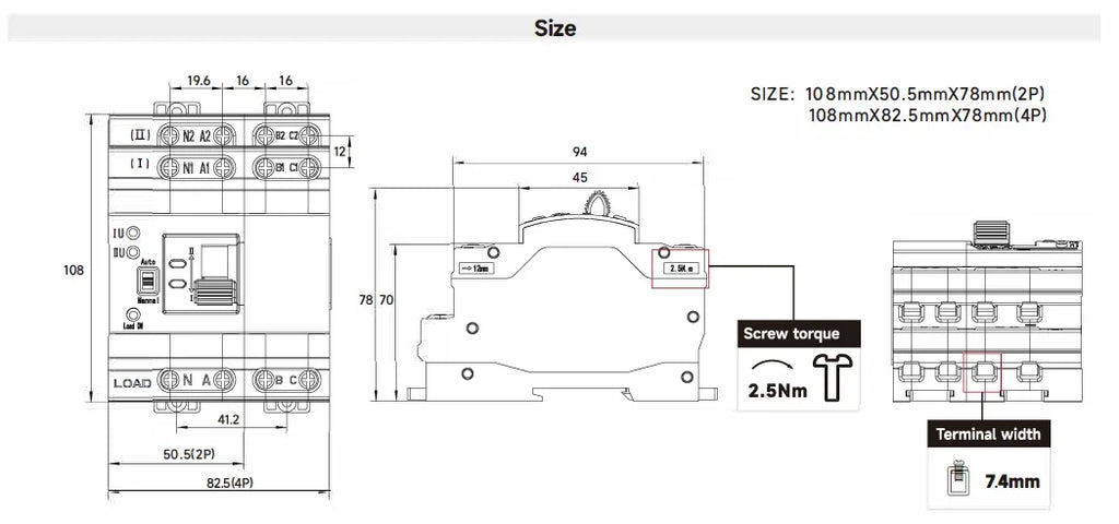 GEYA G2R Automatic Transfer Switch Din Rail Mini Type ATS Electric Switch Manual Transfer Switch 220V 2P 63A