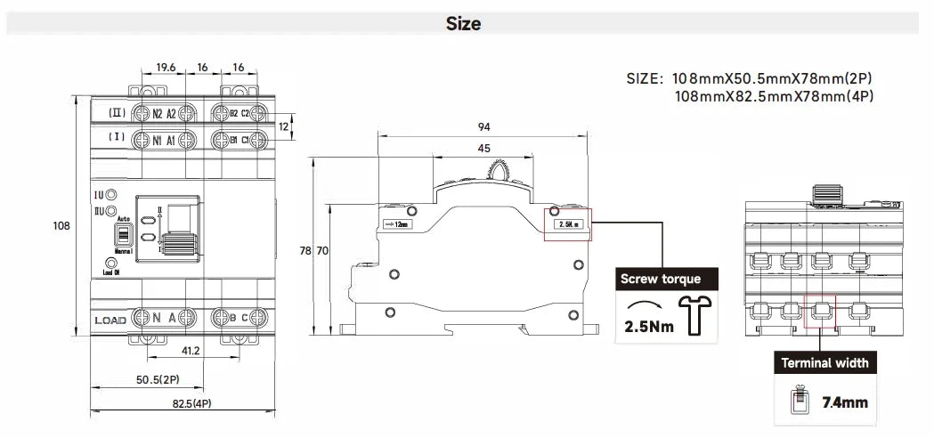 GEYA G2R Automatic Transfer Switch Din Rail Mini Type ATS Electric Switch Manual Transfer Switch 220V 2P 63A