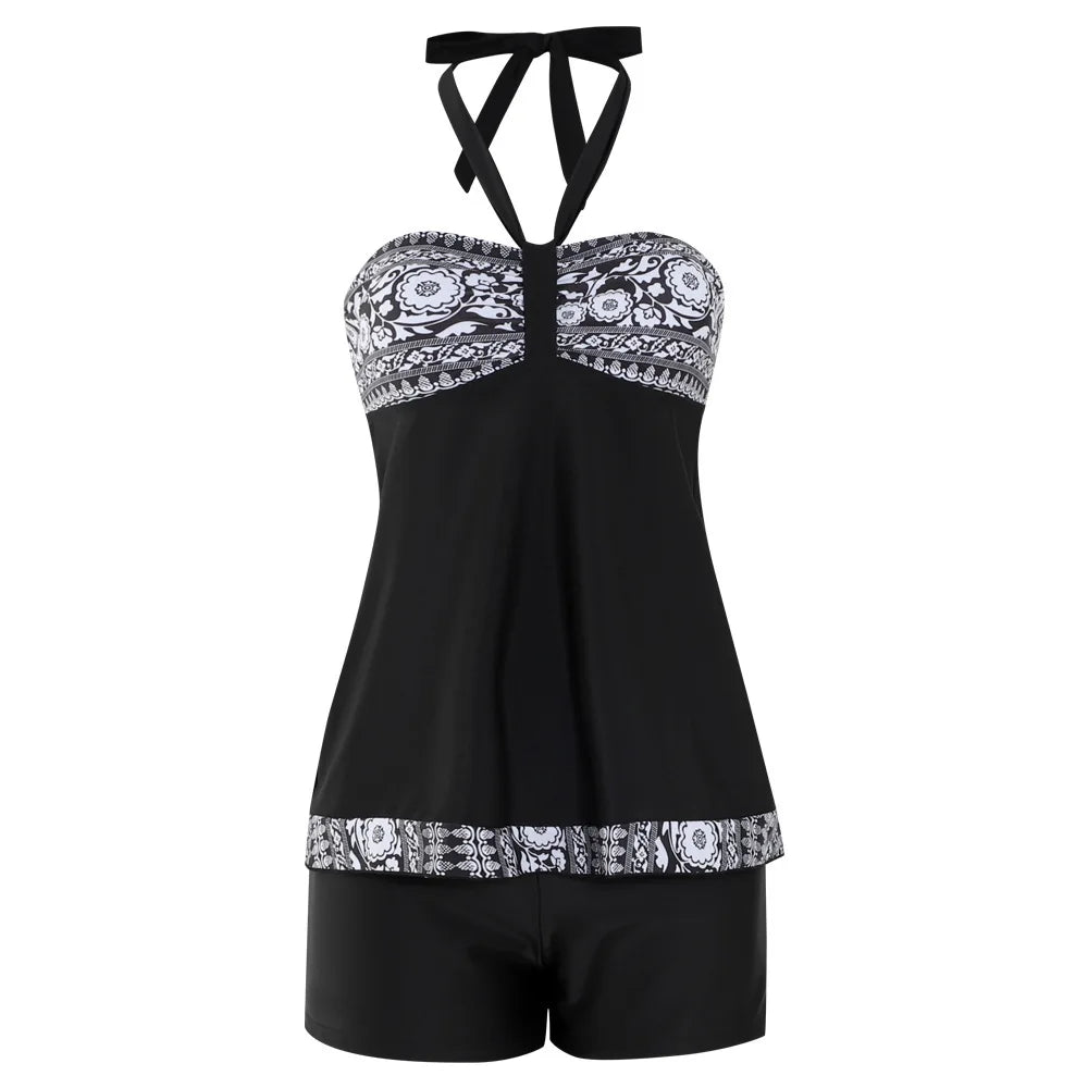 Women's Bathing Suit Two Pieces Halter Striped Print Tankini Set Summer Sexy Beach Wear High Waisted Swimwear Women Swimsuit XXL