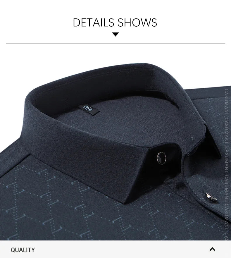 BROWON 2026 Spring Autumn Elegant Polo Shirts for Men Long Sleeve Lapel Color Printed Soft Comfortable Males Tops and Tees