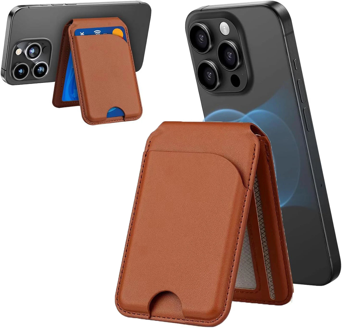 GITFOS Magnetic Wallet Phone Stand for IPhone17 16 15 14 Lightweight MagSafe Phone Card Stand Leather Magnetic Card Holder