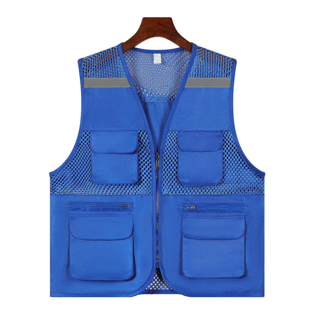 2026 Printing Logo Breathable Men's Summer Mesh Vest Photography Work Multi-Pockets Outdoors Journalist's Vest Sleeveless Vest