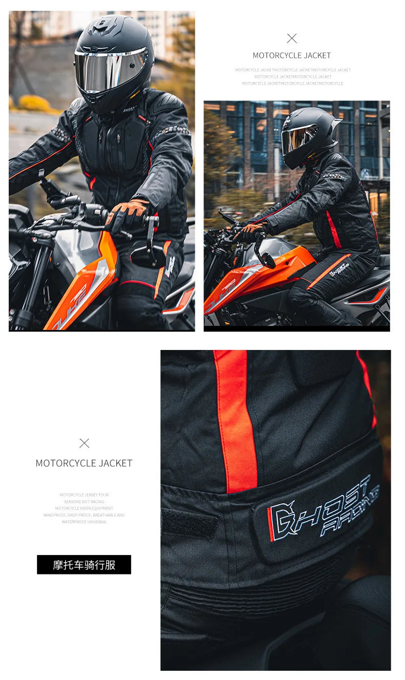 Four Seasons Motorcycle Jacket Moto+Protector Motorcycle Pants Cold-proof Waterproof Moto Suit Touring Clothing Protective Gear