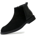 Classic Black Leather Pointed Chelsea Mid Top Boots Leather Shoes Fashionable Suede Leather Men's Autumn Comfortable Short Boots