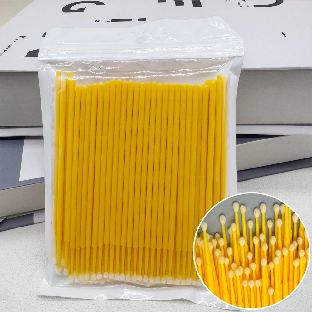100PCS Crystal Micro Brush Disposable Lashes Removing Swab Mascara Wands Applicator Eyelash Extension Brushes Makeup Tools