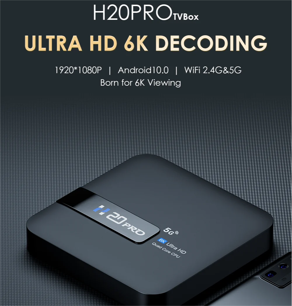 TOPSION H20PRO TV Box Android 10.0  With Voice Assistant 2.4&5G Wifi 4K 6K HD Video TV Box 1080P Media Player Set Top Box