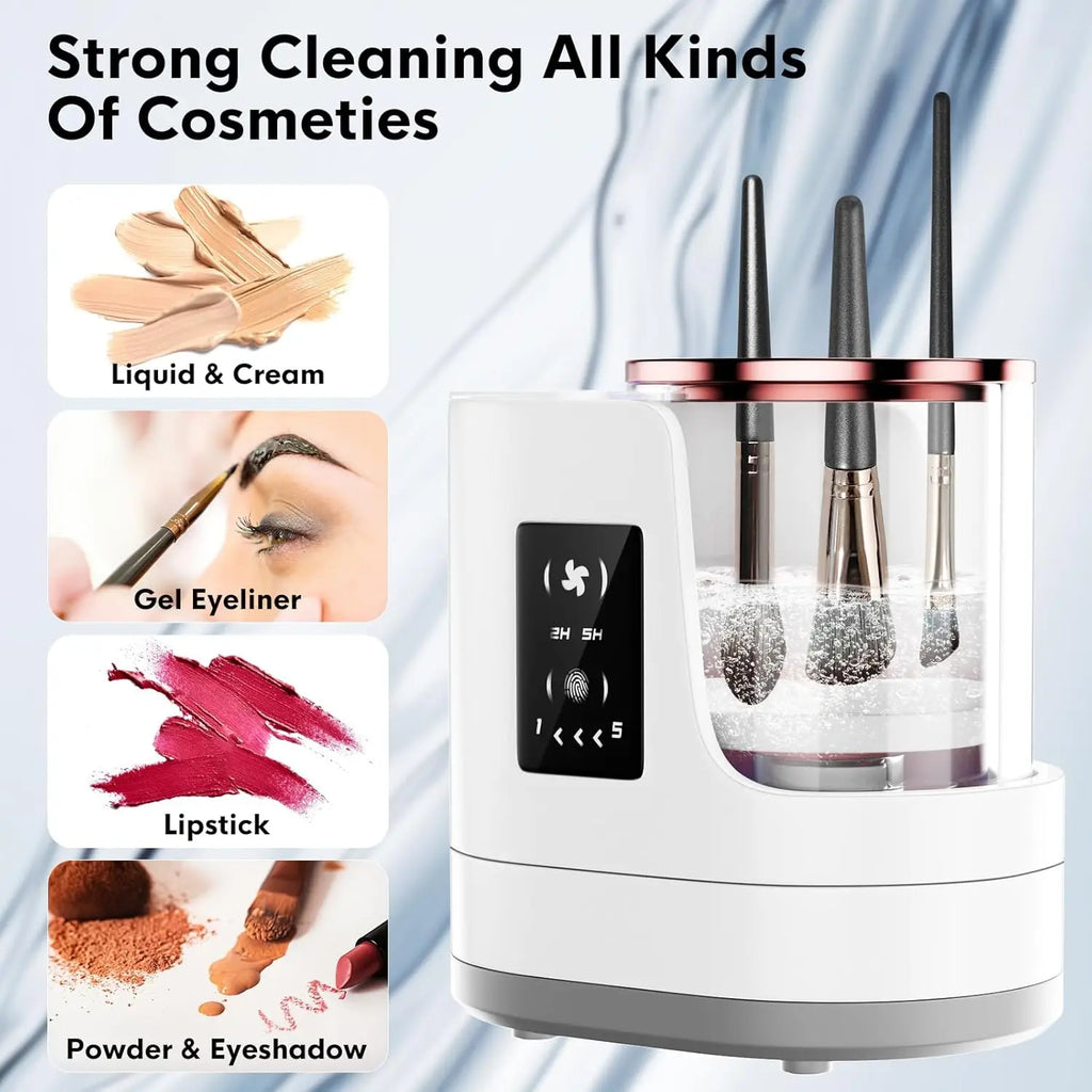 3 IN 1 Electric Makeup Brush Cleaner Machine with Makeup Brush Dryer for All Size Beauty Makeup Brush Cosmetic Tools Fast Drying