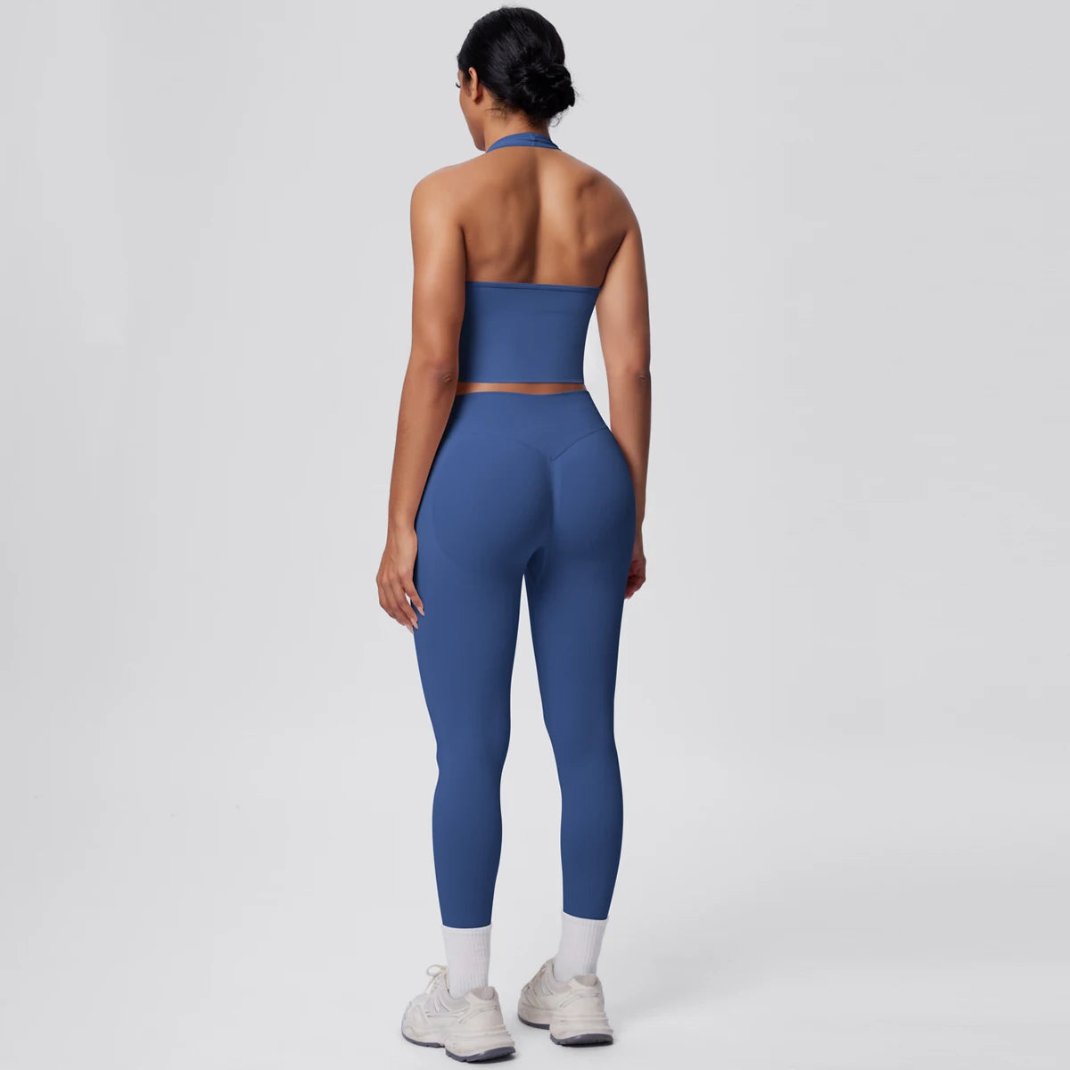 Rooftrellen 2PCS/set Women Gym Sports Yoga Set Breathable Shockproof Workout Top Backless Bra Push Up Fitness Pants Yoga Set
