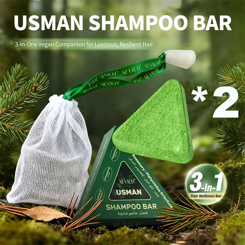 Sevich Usman Grass & Platycladus Shampoo Bar Handmade Solid Soap Strengthens Root Anti Hair Loss Herbal Shampoo Soap Hair Growth