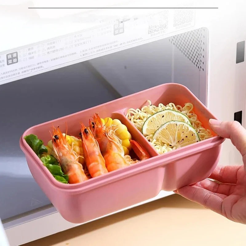 1pcs Portable Sealed Lunch Box with Tableware for Kids Children Plastic Microwave Bento Boxes Dinnerware Set Food Storage Contai