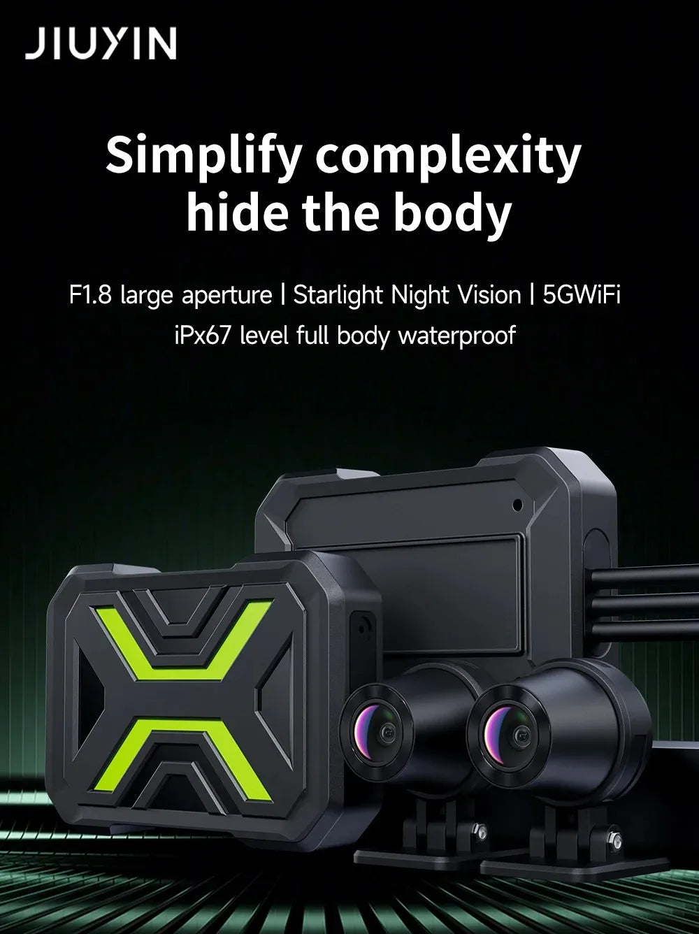 JIUYIN Dual 1080P Motorcycle DVR Full Body Waterproof Moto Camera WiFi Dash Cam Front Rear Driving Video Recorder Black Box