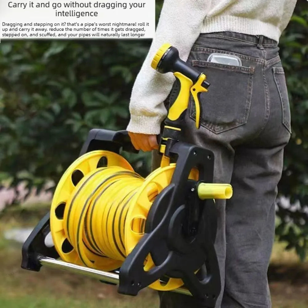 PVC Water Hose Pipe Reel Portable Garden Hose Reel Heavy Duty Cart with Cart for Car Wash Garden Irrigation Pipe Plant Flowers