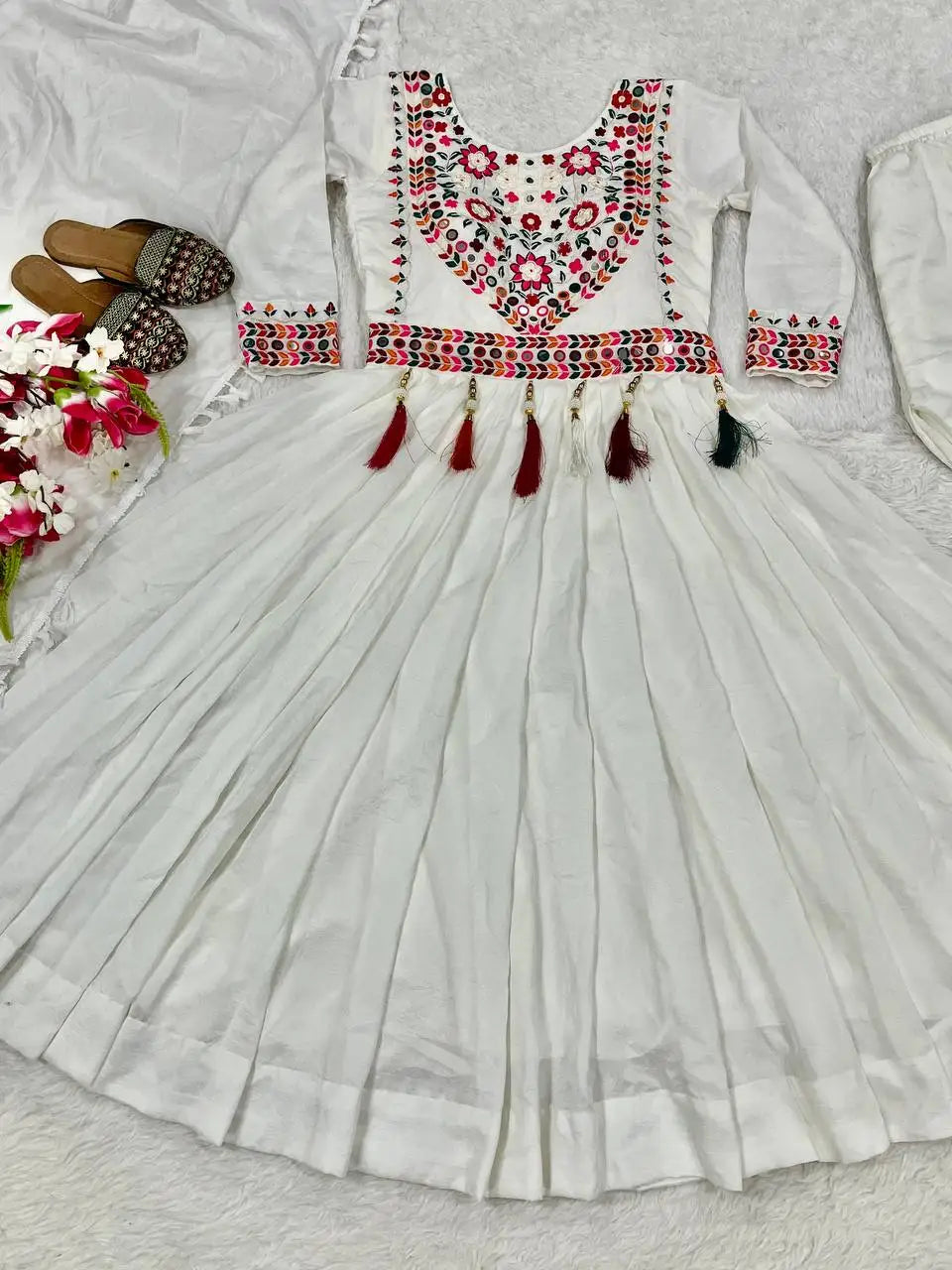 Premium Simple Traditional Wedding Diwali Party Muslin Jaipur Print Anarkali Suit Women Eco-Friendly Breathable Silk Custom