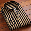 2024 Spring and Autumn Fashion Trend Casual Business Minimalist Buckle Neck Stripe Print Slim Fit Oversize Long Sleeved Shirt