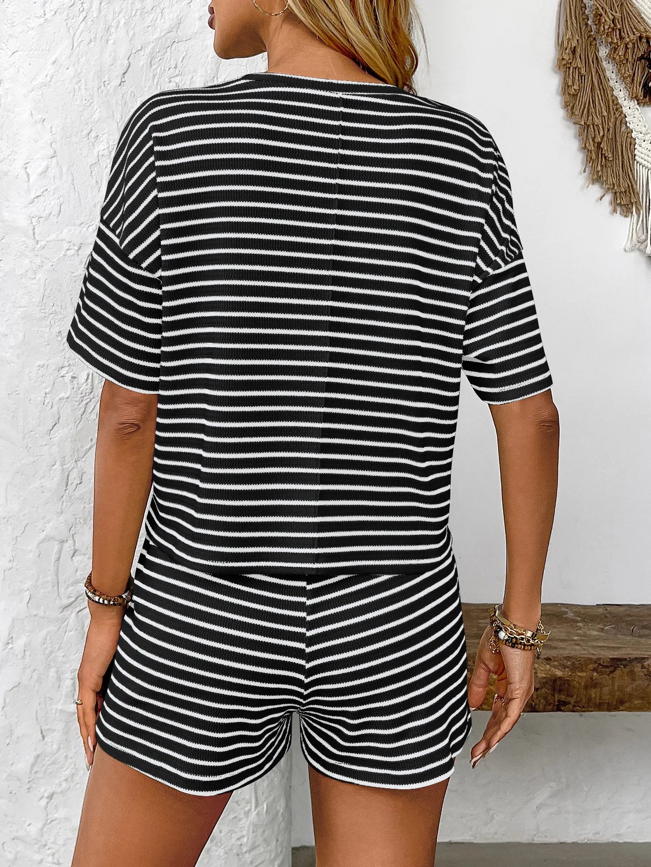 Women's Vacation Fashion Casual Suit Solid Summer Knit Shorts And T Shirts Tops Two Piece Sets 2025 Lady Street Leisure Sets