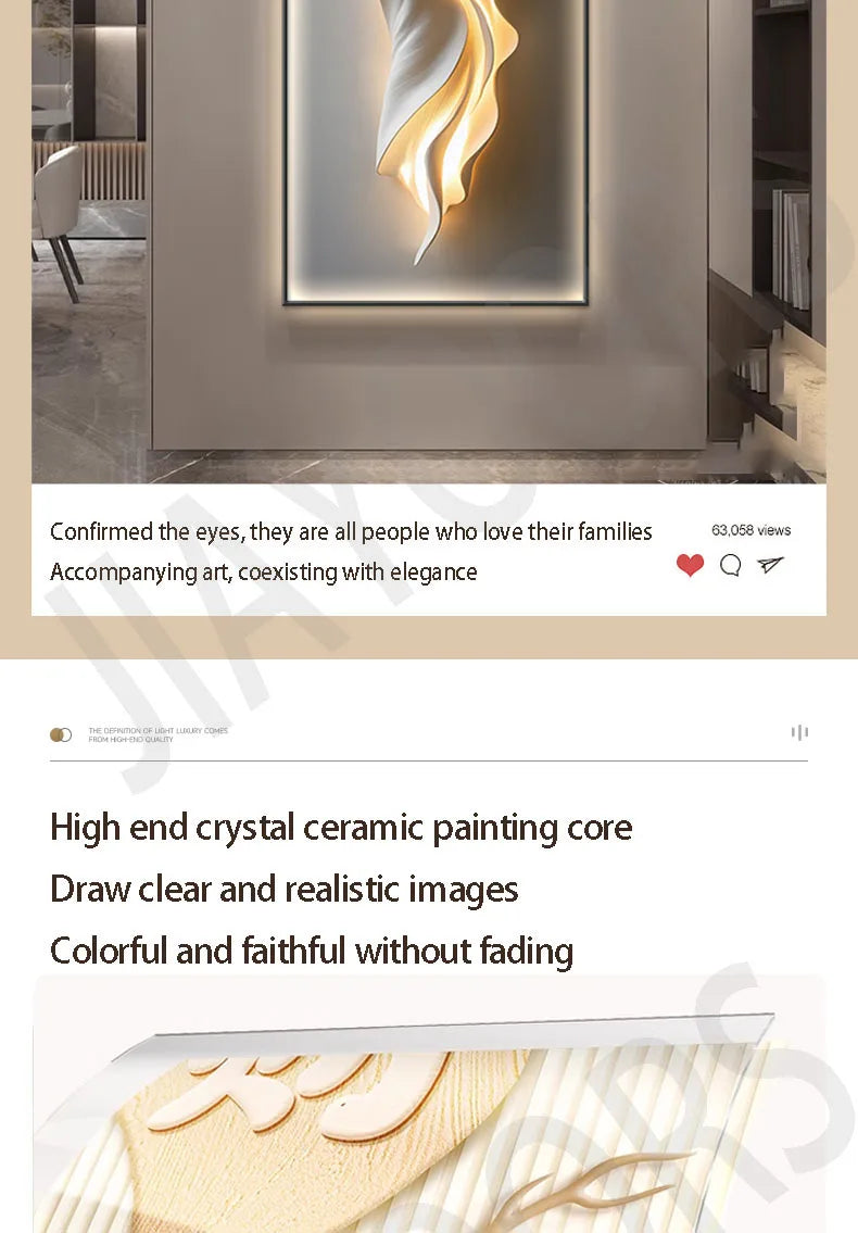 Led Lights Modern Light Luxury Entrance Door Decoration Painting, Simple Abstract Corridor Hanging Painting Wall Lamp Painting