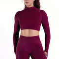 NCLAGEN Crop Zippy Fitness Top Long Women Sleeve GYM Clothes Seamless Running Workout Quick Dry Pilates Sports Yoga Shirt