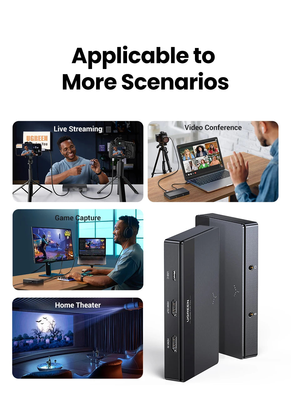 New! UGREEN Video Capture Card 4K60Hz HDMI to USB/USB-C HDMI Video Grabber Box for PC Computer Camera Live Stream Record Meeting