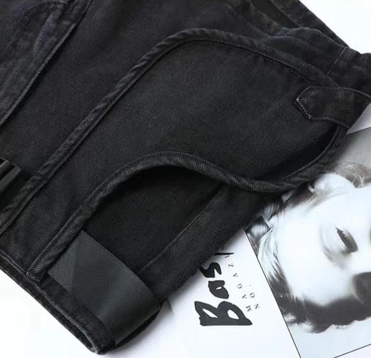Punk Womens Denim Shorts Cargo Black Biker Short Pants For Women To Wear With Waist Pocket Outdoor Offer High Quality Hot Jeans
