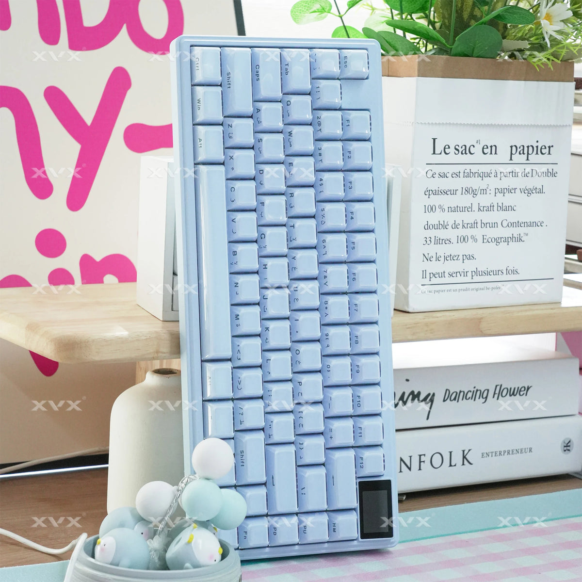 XVX Jelly Crystal Keycaps Side Print Pink/Blue 113keys Double Shote DIY Mechanical Keyboard OEM Profile Translucent Keycaps