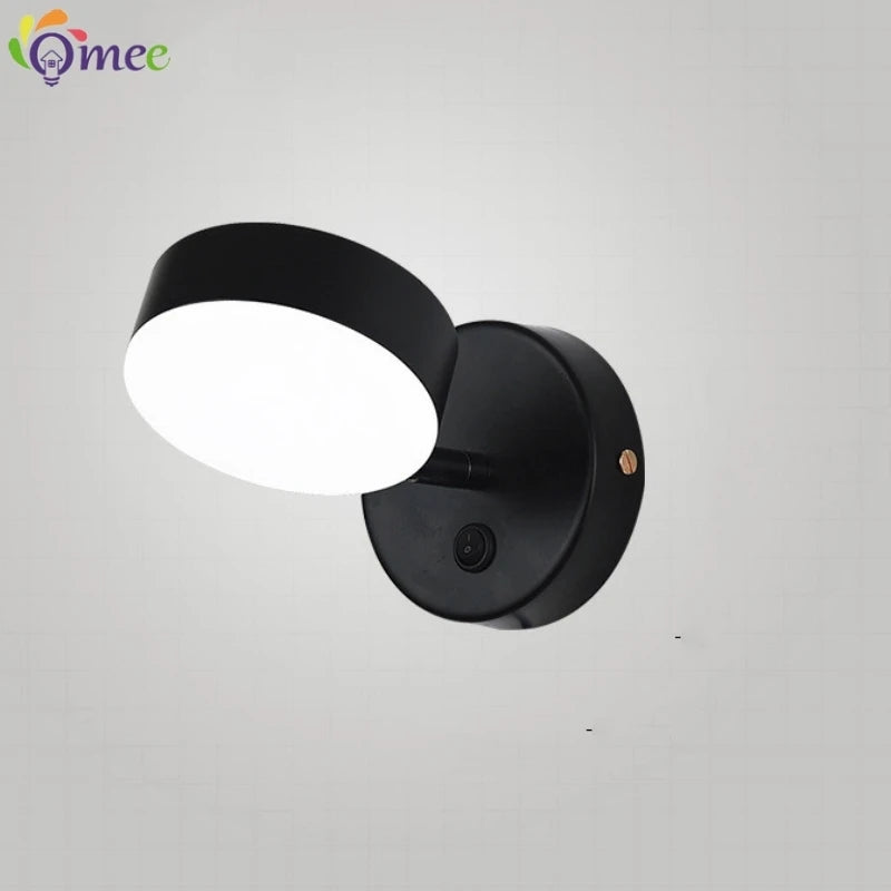 5W Wall Lamp Black/White Modern Aisle Wall Light Adjustable For Bedside Bedroom Lights Corridor sconce AC110-240VGU10 LED Switch