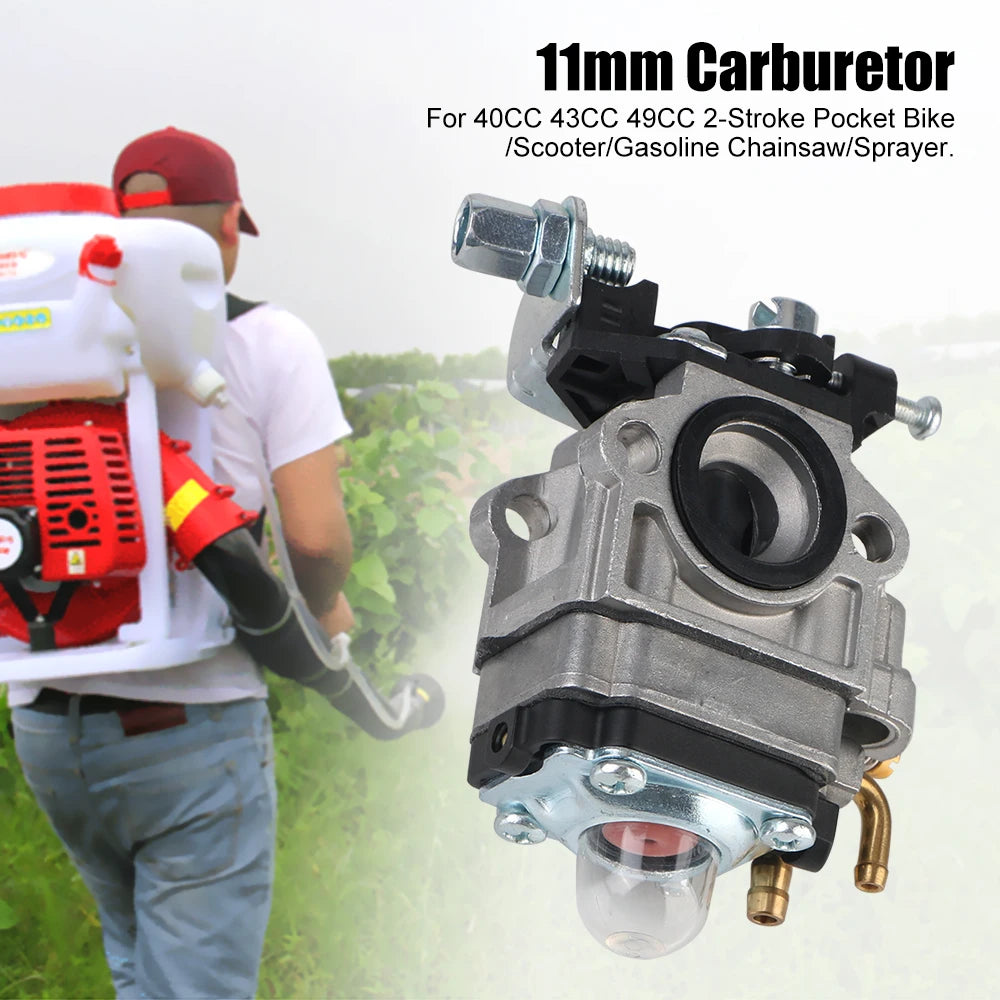 Scooter Brushcutter Carburetor 11mm Carburetor For 40CC 43CC 49CC 2-Stroke Pocket Bike Scooter Carb For Trimmer Cutter Chainsaw