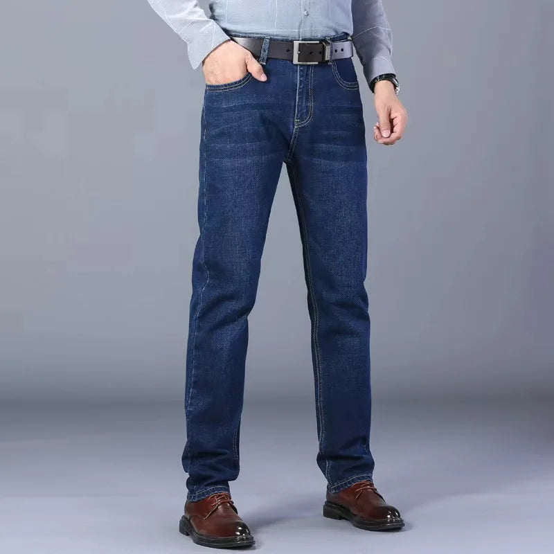 Men's Casual Straight Stretch Jeans 2026 Spring Autumn New Classic Blue Black Work Denim Trousers Fashion Male Brand Clothing