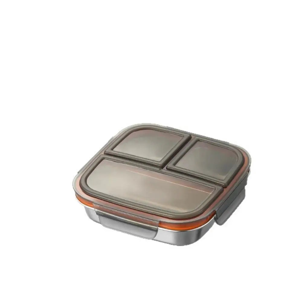 3/ 4 Grids Stainless Steel Lunch Box Reusable Sealed Food Container Leak Proof 600ml Capacity Student Meal Plate Microwave Oven