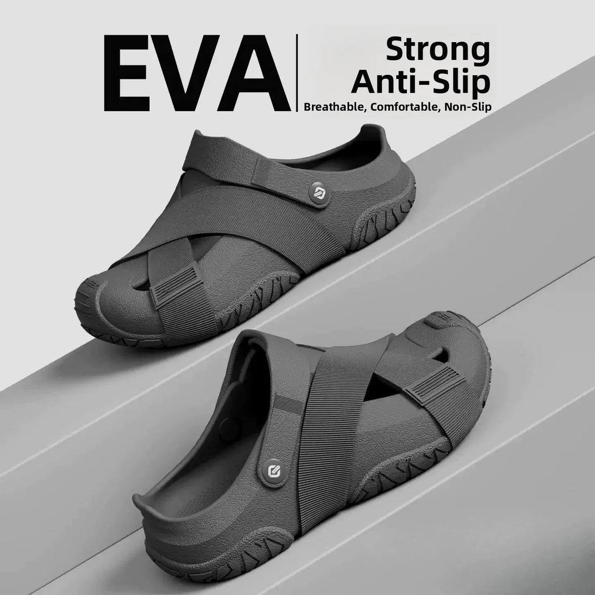 Men's Thick Bottom Sandals Full Coverage Outdoor Sports Waterproof Breathable Summer Slip-On Stream Trudging Beach Shoes